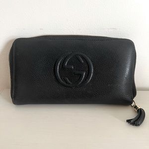 100% authentic black calfskin leather Gucci wallet